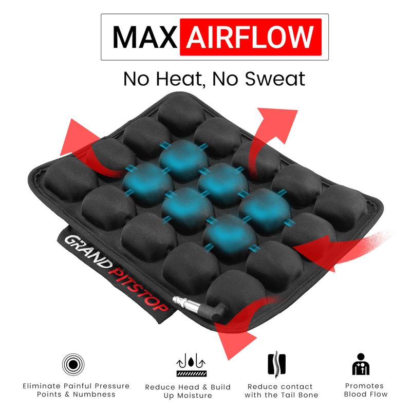 GRAND PITSTOP Motorcycle Air Seat Cushion with Inflatable Bubble Air
