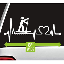 Paddleboard Girl Paddleboarder Heartbeat Lifeline Decal Sticker BG 806