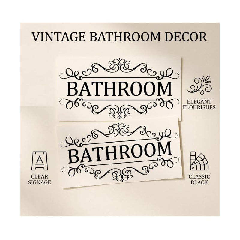 Bathroom Door Wall Sticker, Removable English Letter Signs, Decorative Decal