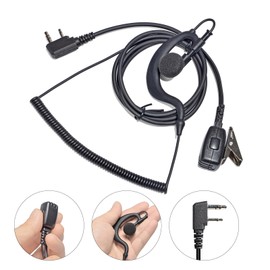HYS ICOM / Midland Compatible Walkie Talkie Earphone Microphone Set of 2, L-Shaped Connectors, 2 Plugs, Over Ear, Single Ear, Wired Intercom Earphone Microphone, Compatible with IC-4100, IC-4110, IC-4110D