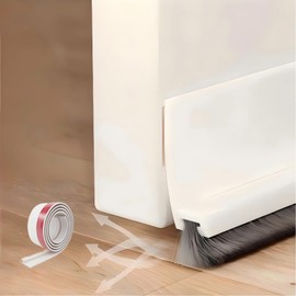 Midslinee 100cm Weiß Dichtungsband für Türen, Dichtung Selbstklebend, Türdichtung Unten mit Türbesen, Bodenabdichtung mit Bürste, Silikon Türdichtung, Emenfengtiao