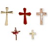 Christian Lapel Pin Badges. Gold Colour Cross, Set of 5