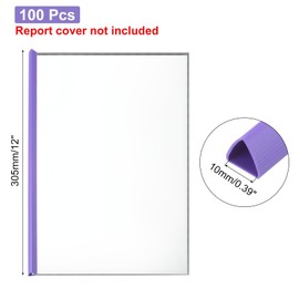 PATIKIL 100Pcs Binding Bars, 10mm Binding Bars Slide Grip 70 Sheets Capacity A4 Size Report Binder Triangle Presentation Binder for Report Cover Resume, Purple