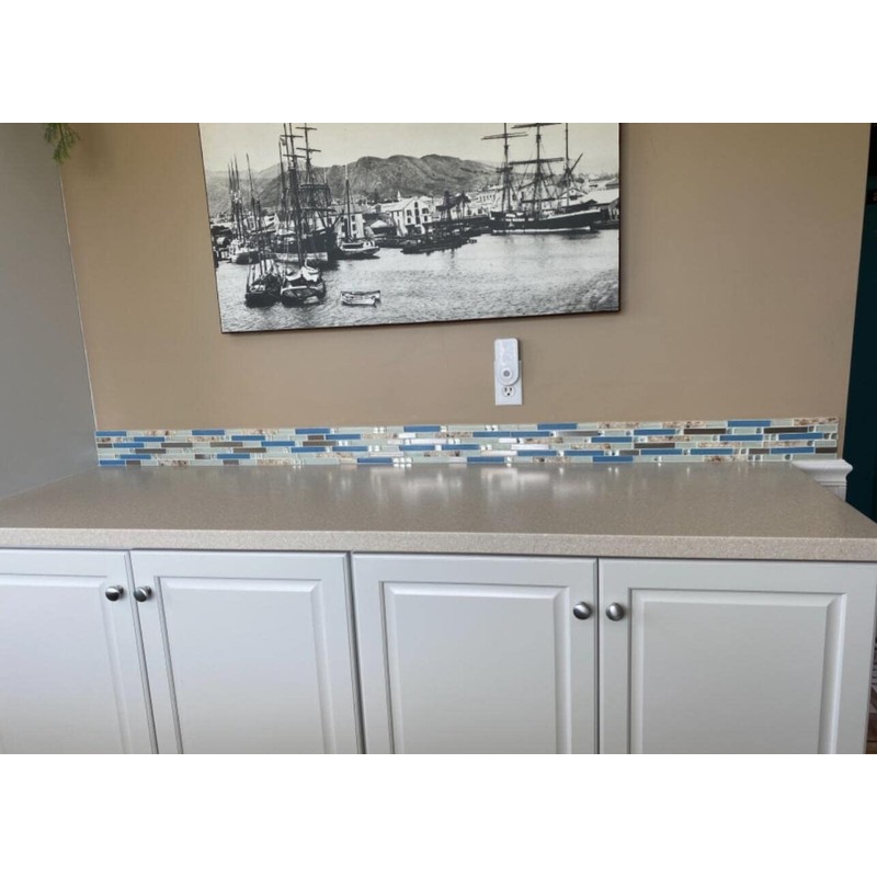 Blujellyfish Beach Style Tile Real Seashell Inside Blue Cream White