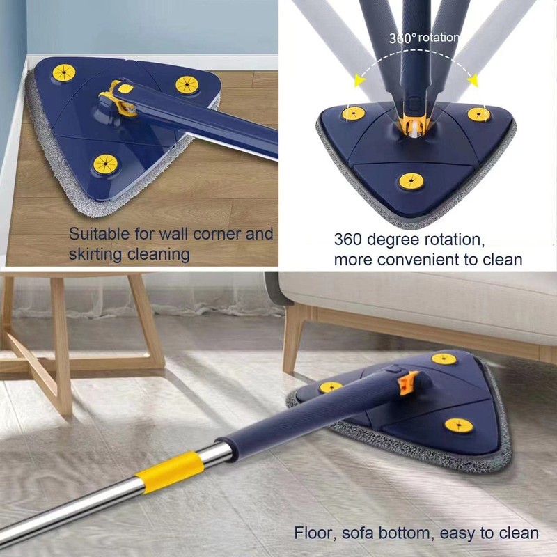 JHLAYKG 360 Degree Rotatable Adjustable Cleaning Mop,52.1'' Telescopic Triangular Mop