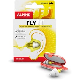 Alpine FlyFit Tapones para los oídos para avión - Regulan la presión del aire para prevenir el dolor de tímpano - Filtros suaves diseñados para viajar
