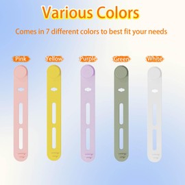 10Pcs Silicone Cable Ties, Reusable & Washable with Locking Buckle Design, Multi-Purpose High Elasticity Cord Organizer for Earphone, Phone Charger (5 Colors)