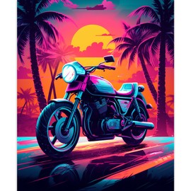 Tucocoo Motorcycle Paint by Numbers for Adults Beginners, DIY Digital Oil Painting Kits on Canvas with Brushes and Acrylic Pigment, Summer Holiday Colourful Pattern for Home Decor 40 x 50 cm