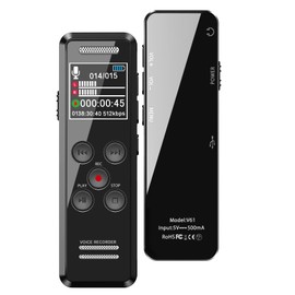 QZT Voice Recorder, IC Recorder, 64 GB Recorder, 3072 kbps, Ultra Small, Large Capacity, Long Recording, Up to 4,552 Hours of Recording, 35 Hours Recording, Large LCD Screen, Easy Operation,