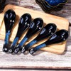 Japanese Soup Spoon set of 5, Blue and Black Vintage