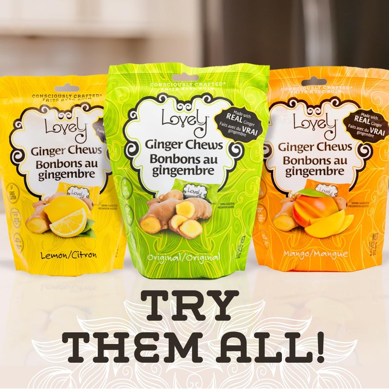 Lovely Candy Co. Mango Ginger Chews, Made with Real Ginger,