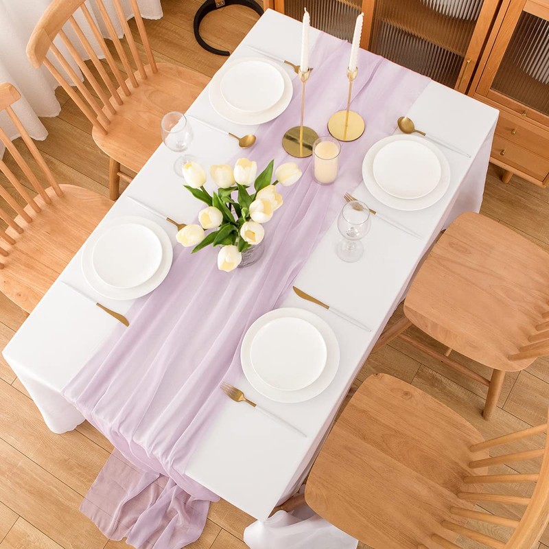 Chuqing Chiffon Table Runner, Purple, 70 cm x 3 m,