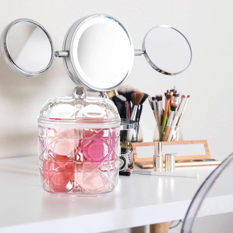 JynJyn 2-Pack Scrunchies Holder, 30oz Q-tip Holder, Plastic Bathroom Canisters,