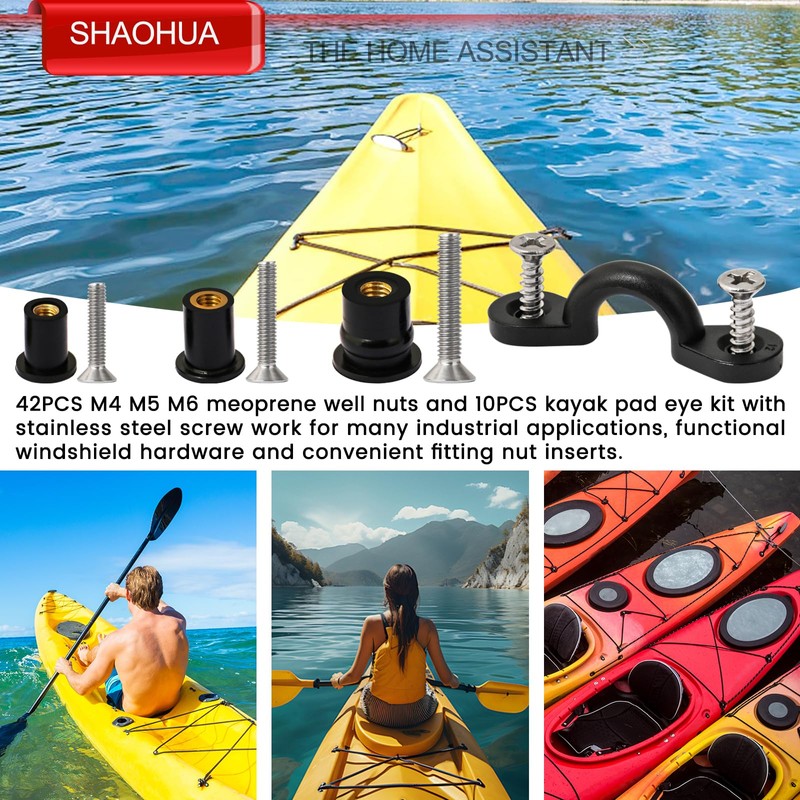 52 Pairs M4 M5 M6 Neoprene Well Nuts and Kayak