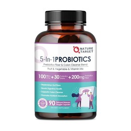 Nature Target Probiotics for Women-Men-Kids Digestive Health Edible , 100 Billion, 90 Veggie Capsules Healthcare Fitness Supplement Dietary