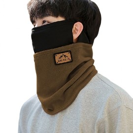 Neck Warmer Mask Earhole Outdoor Ear-Hook Neck Gaiter Women's Brown