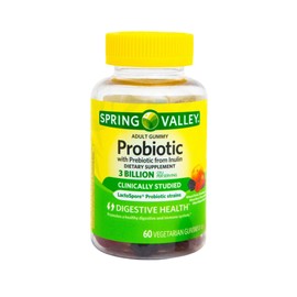 Probiotics Women and Men – 60 Vegetarian Gummies, 3 Billion CFU with Inulin, Digestive Health Supplement, Assorted Peach Strawberry Mixed Berry Flavors (Pack of 1)