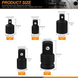 Rustark 5Pcs Impact Socket Adapter Set Standard SAE Socket Impact Adapter Reducer Impact Driver Wrench Conversion Kit Socket Reducer Locking Socket Adapter Square Drive Converter Set