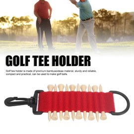 10 Tees Golf Tee Holder, Golf Ball Holder, Golf Tee Carrier Storage Bag with Hook Multifunction Practical Portable Attachable to Golf Bag for Golf Carts Driving Hitting (Red)