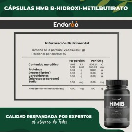 HMB Hidroximetilbutirato 500 mg: Suplemento de Aminoácidos para Recuperación Muscular y Rendimiento Deportivo de Endaroo