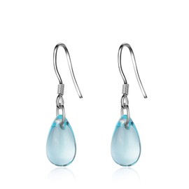 Boowhol Earrings women's fashion art blue crystal drop-shaped earrings temperament short ear jewelry 925