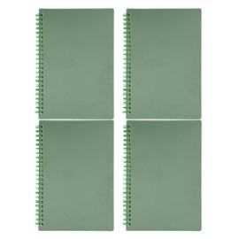 Yansanido Spiral Notebook, 4 Pcs A5 Thick Plastic Dark Green Hardcover 8mm Ruled 80 Sheets -160 Pages Journals for Study and Notes (Ruled-4pcs Dark Green, A5)