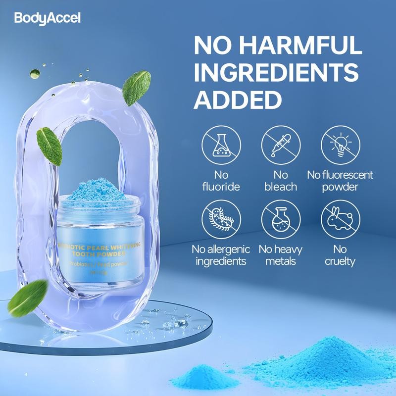 BodyAccel Tooth Powder Natural Whitening Pearl Probiotic Oral
