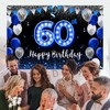 Happy 60th Birthday Backdrop Banner Blue Black Theme Background with