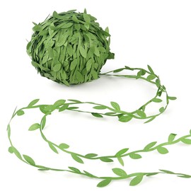 Artificial Vines Leaf Ribbon Green Leaves Trim Rope Jungle Botanical Greenery String Trim Ribbon for Wedding Home Decorations and Party Garland DIY Crafts (255 Ft / 77M)