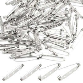 RuiDee 100 Pieces 45mm Silver Metal Classic Brooch Pin Backs
