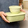 Ceramic Lunch Box with Compartment, Lunch Box with Lid, Green