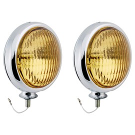 Speedway Motors Chrome Vintage 12 Volt Fog Light, Amber Lens with Vintage Pattern, Adjustable Ball and Cup Mounting and Replaceable H3 35 Watt Bulb – 2 Pack