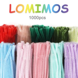 LOMIMOS 1000Pcs Pipe Cleaners Craft,Pipe Cleaners Chenille Stem Colorful for Kids Craft Supplies Home DIY Handmade Art (10 Color)