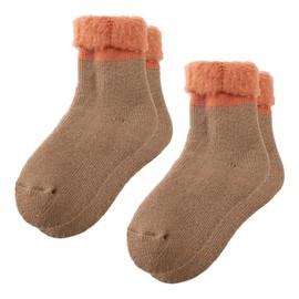 GUNZE UCHI-COLLE Ultra Heat Wool Blend, Warm Socks, Set of 2, Cold Protection, B Brown