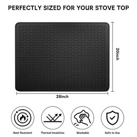 ANOTION 28"x20" Silicone Stove Top Cover Mat – Heat Resistant Protector for Electric Glass Cooktops, RV Stovetop Mat,  Dish Drying Mat for Kitchen