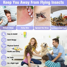 Pestvanish Flying Insect Trap Plug-in, Indoor Mosquito & Gnat Killer, Safe Non-Toxic UV Light Fly Catcher, Night Light Bug Trap with Sticky Pad for Flies, Gnats, Moths (1 Pack, Grass Green)