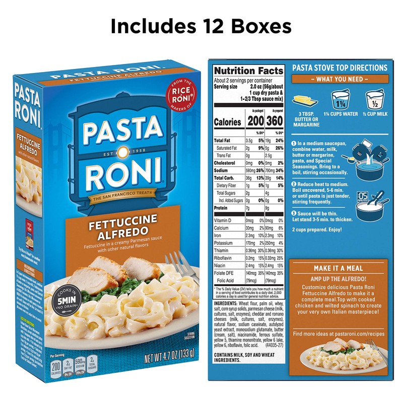 Pasta Roni Fettuccine Alfredo Mix (Pack of 12 Boxes)
