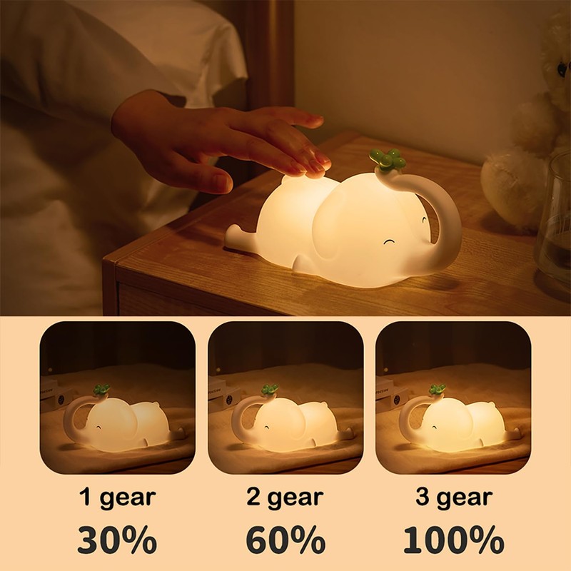 S NMT Cute Elephant Silicone Night Light LED Novelty Lamp