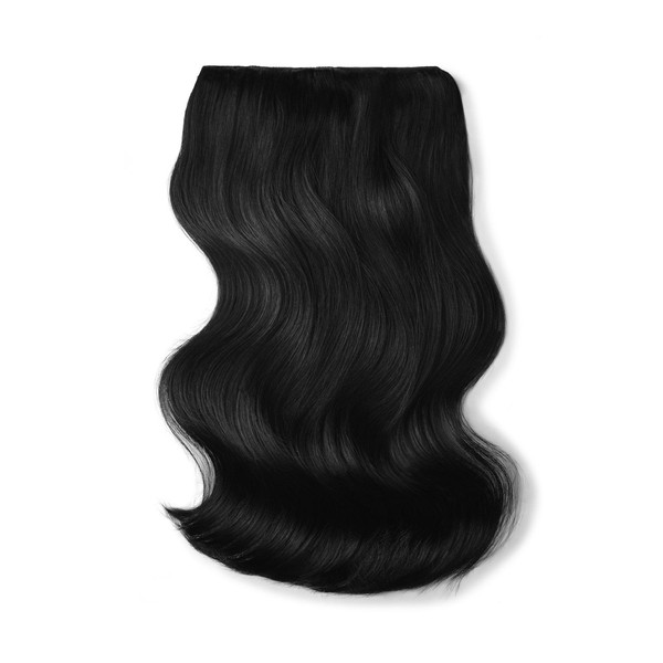 cliphair Double Wefted Full Head Remy Clip in Human Hair Extensions - Jet Black (#1), 16" (180g)