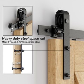 CCJH 5.5FT Sliding Barn Door Hardware Kit Heavy Duty for Single Wooden Door Max Fit 34'' Wide Door Panel