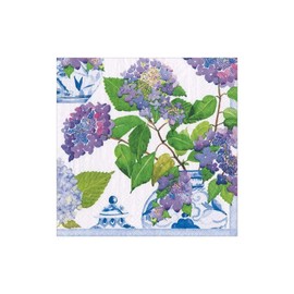 Caspari Hydrangeas and Porcelain Paper Cocktail Napkins - Two Packs of 20