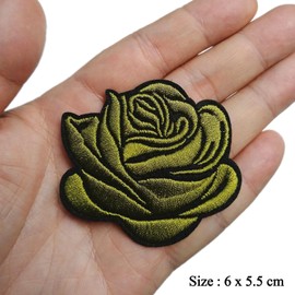 BPA Flower Embroidered Patches Iron on Sew on Patches for Clothing Jackets etc.-Green Rose