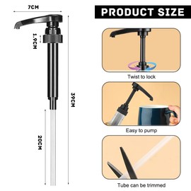 Syrup Pump Dispenser Reusable Pump Attachment Dosing Pump Bottles Syrup Dispenser for Home Kitchens and Cafes (Pack of 5, Black)