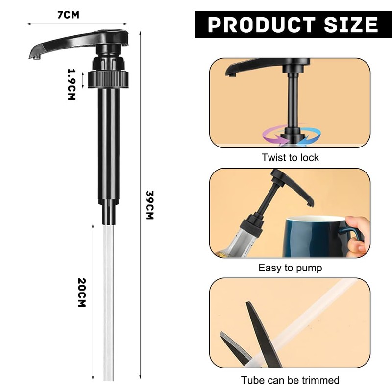 Syrup Pump Dispenser Reusable Pump Attachment Dosing Pump Bottles Syrup