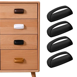 ZeniMart Drawer Pulls, Set of 4, Door Handles, Double-Sided Tape, Sliding Door Handles, Auxiliary Handles, For Windows, Screens, Drawers, Cabinets, Doors, Easy Installation (Black)