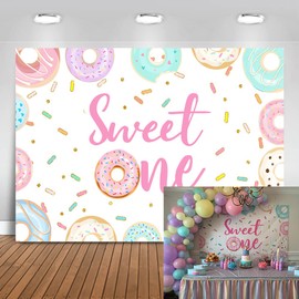Avezano 7x5ft Donut Sweet One Backdrop Girls First Birthday Party Backdrop Donut 1st Birthday Party Decorations