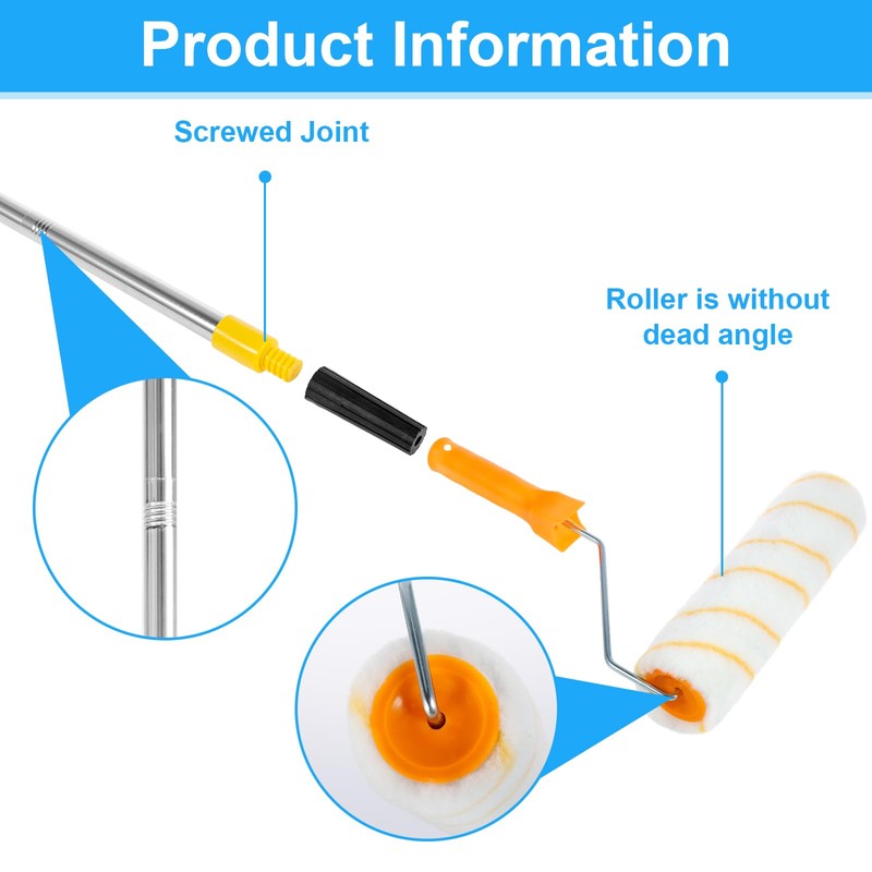 Paint Roller with Telescopic Rod, 30-137 cm, Removable 4 Sections,