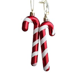 GujCO Candy Cane Christmas Decorations (2 Pcs) Red and White Xmas Tree Hanging Ornaments Santa Stick for Home Decor Gift and Perfect Decoration Ideal for Holidays New Year's Indoor & Outdoor Parties