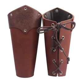 Leather Gauntlet Wristband Wrist Armor Leather Bracers Medieval Vambrace Archery Bracers Viking Arm Guards for Men Women 2PCS, Viking Gauntlet, Large