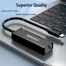 HuiTinJesh USB C to 5Gbps Ethernet Adapter, USB 3.2 Type A/Type C to RJ45 Network Converter, High Speed LAN Network Converter for Windows 11, Mac OS and More